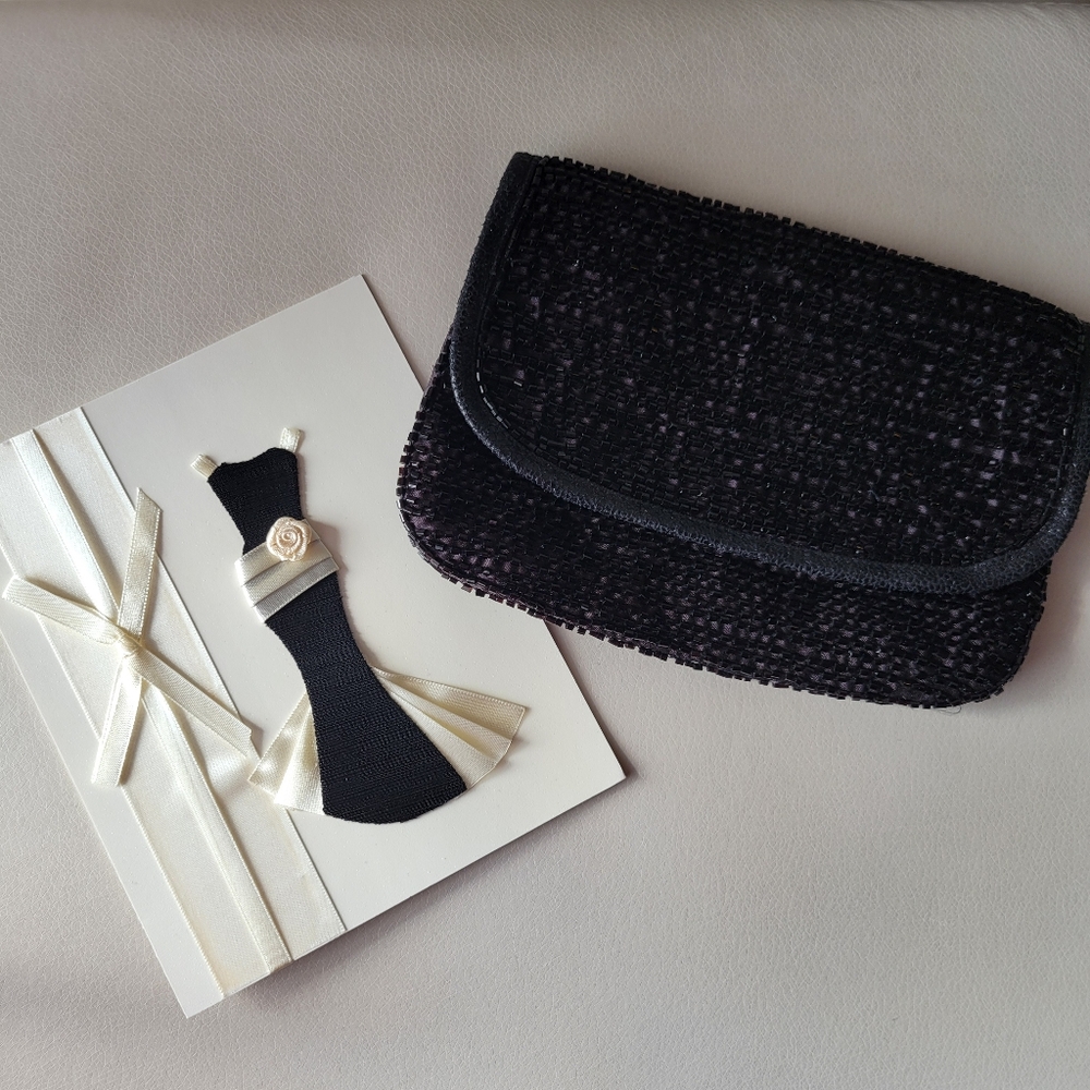 Beaded Black Clutch Small Bag ~ Contemporary & Vintage Vibe ~ Date Night ~ Fancy - Picture 3 of 16